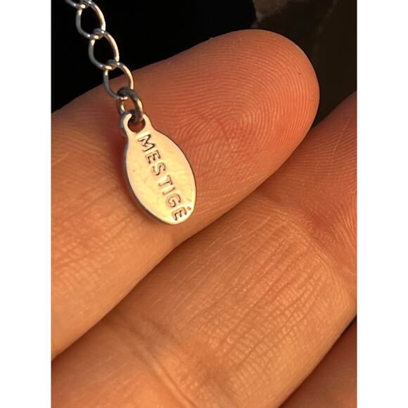 Mestige Owl Necklace Silver Tone Cubic Zirconia Mother of Pearl 22" Whimsigoth - Picture 6 of 6